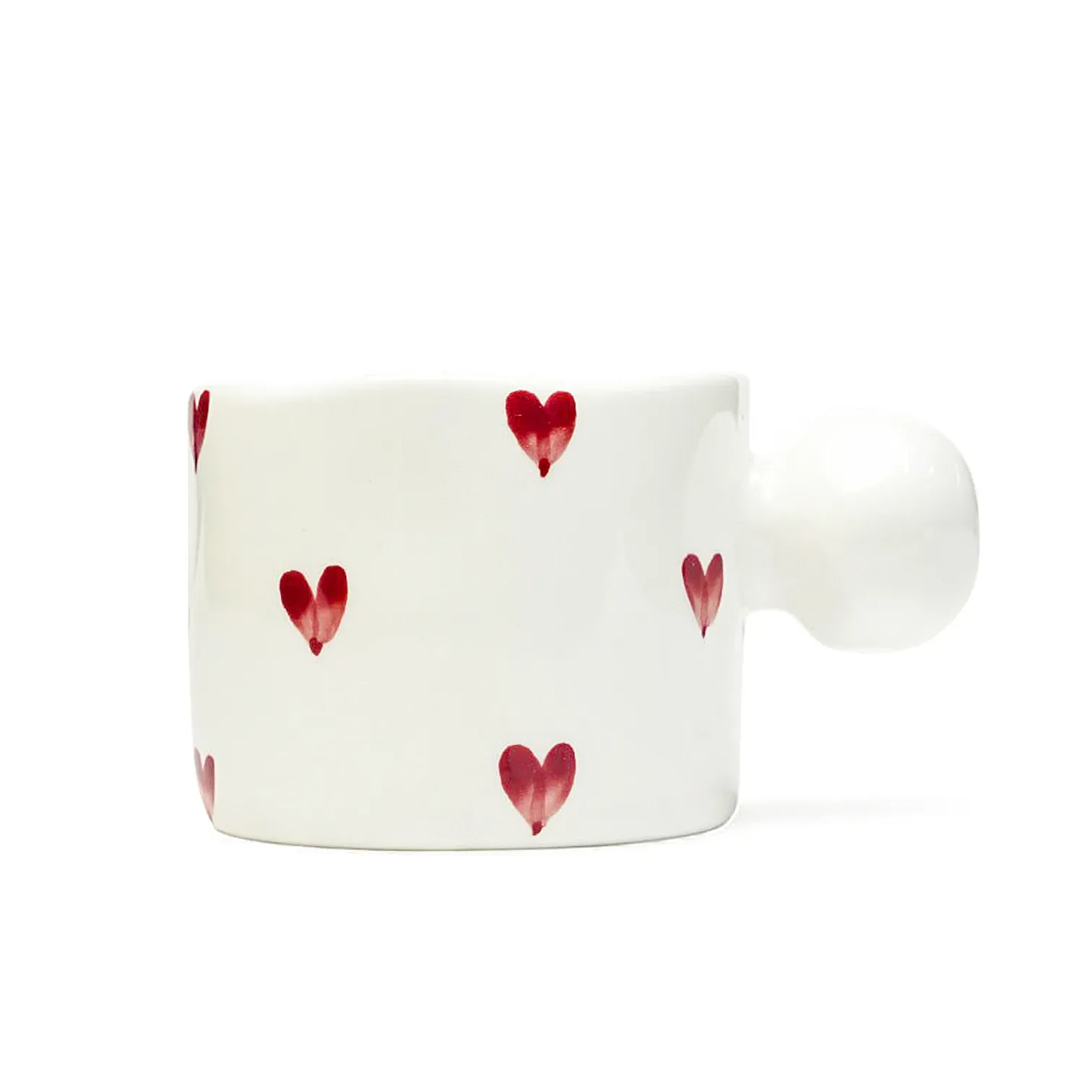 Red Heart Design White Ceramic Mug